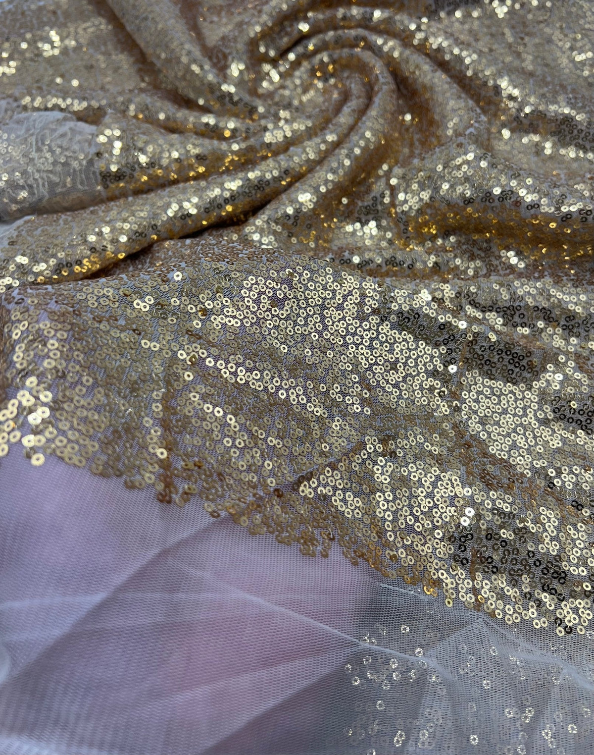Gold On Stone Sequin Detail Non Stretch Fabric