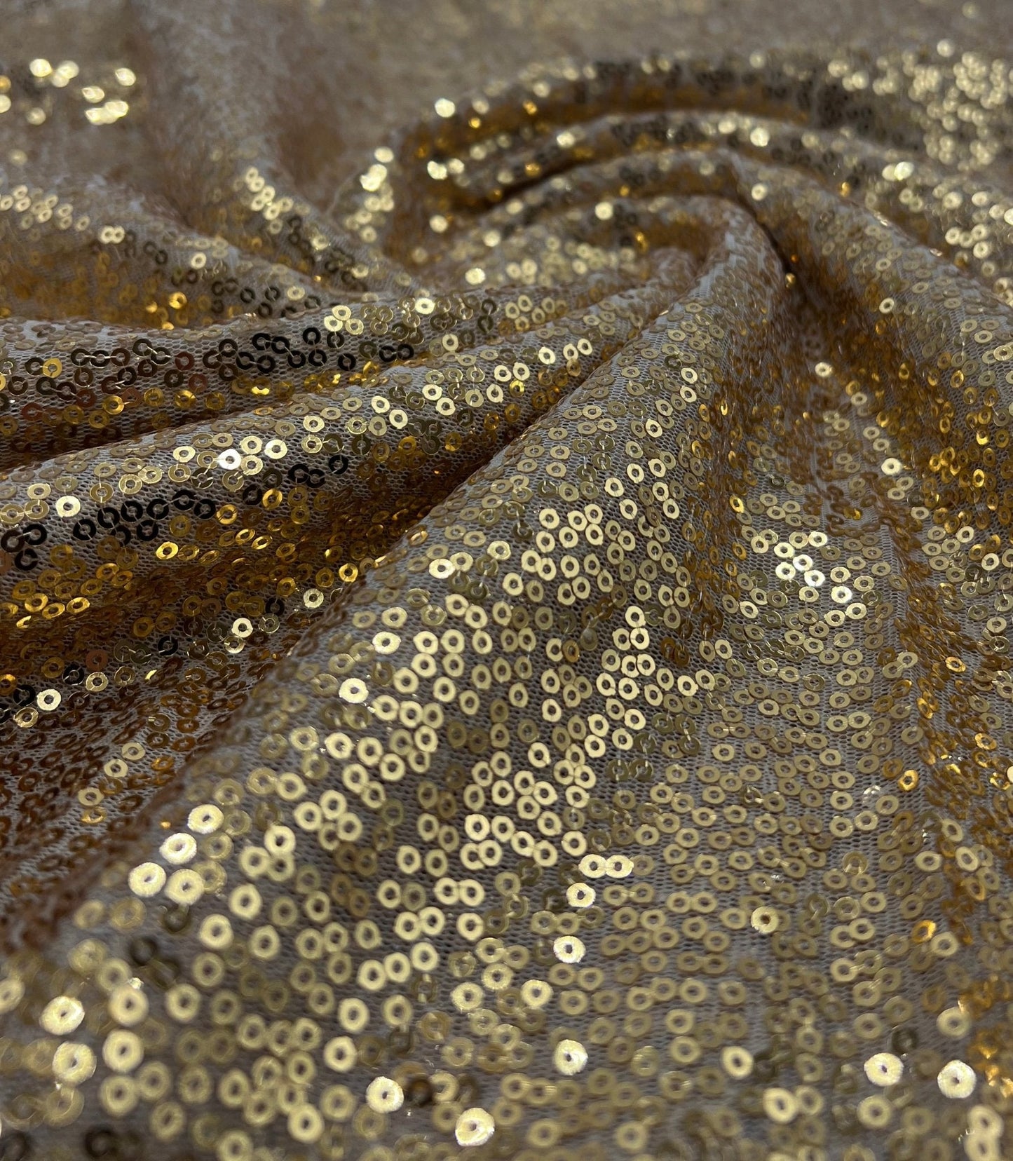 Gold On Stone Sequin Detail Non Stretch Fabric