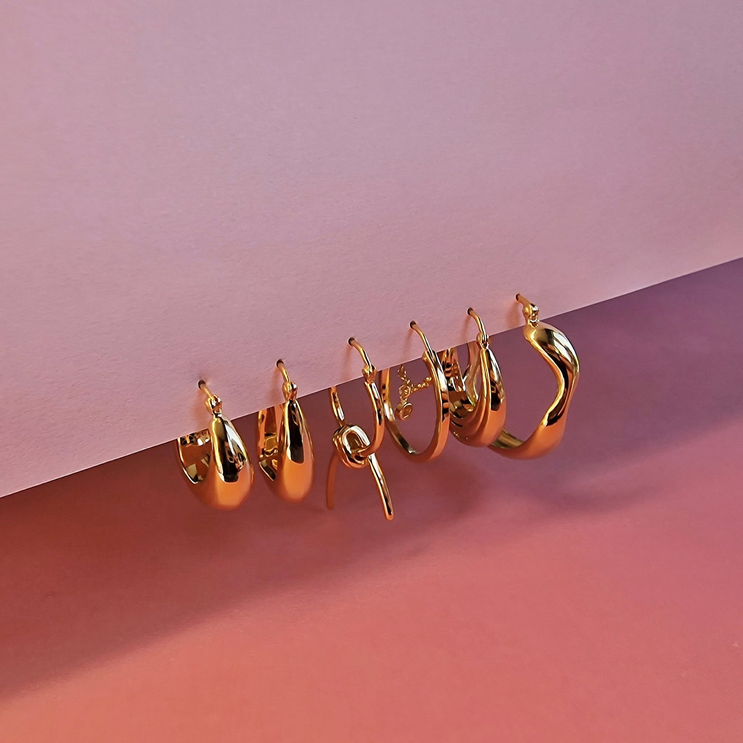 Gold Organic Crescent Hoop Earrings