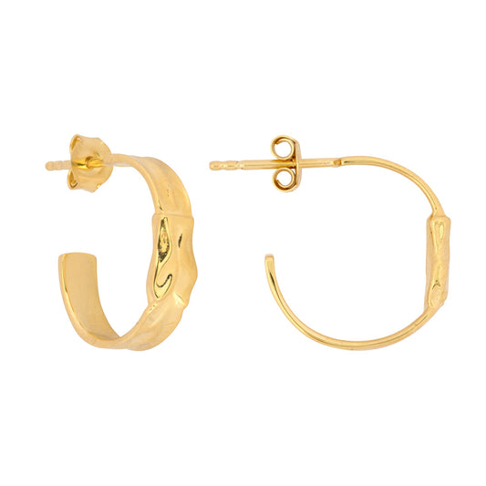 Gold Organic Crescent Hoop Earrings