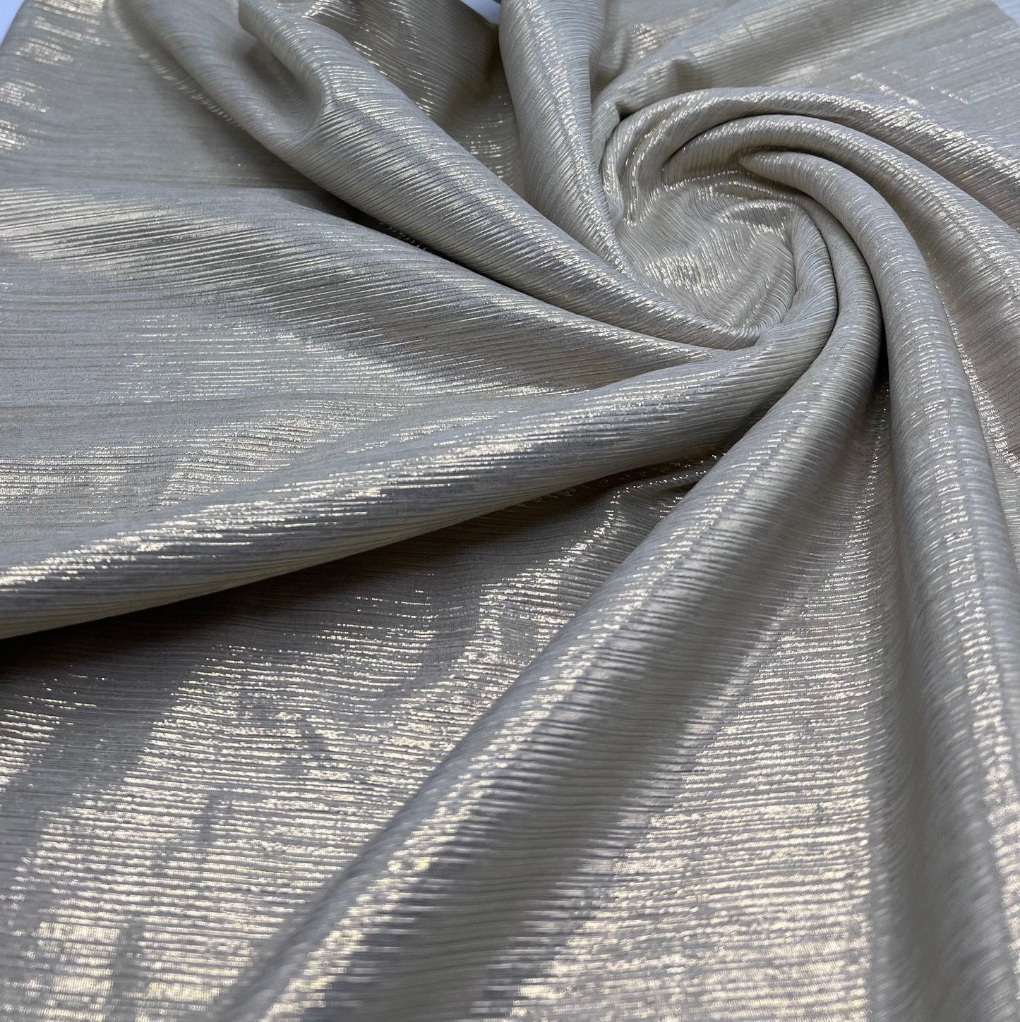 Gold Shiny Metallic Foil Rib Fabric