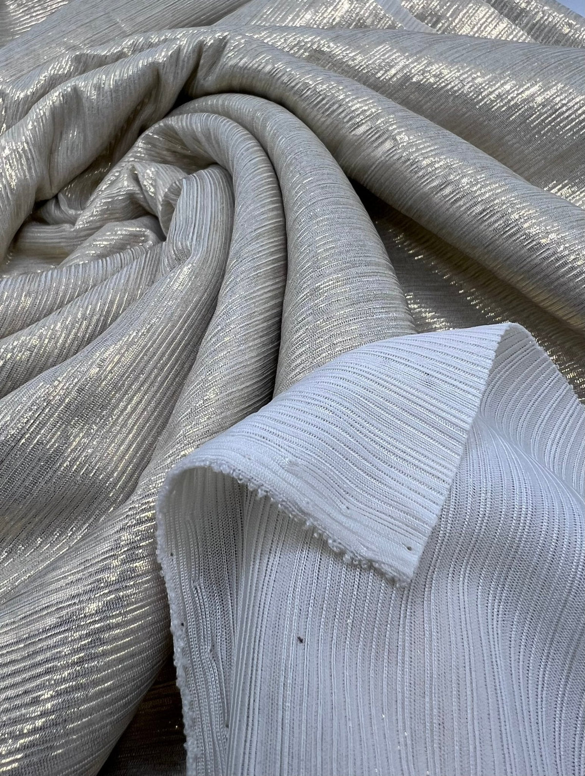 Gold Shiny Metallic Foil Rib Fabric