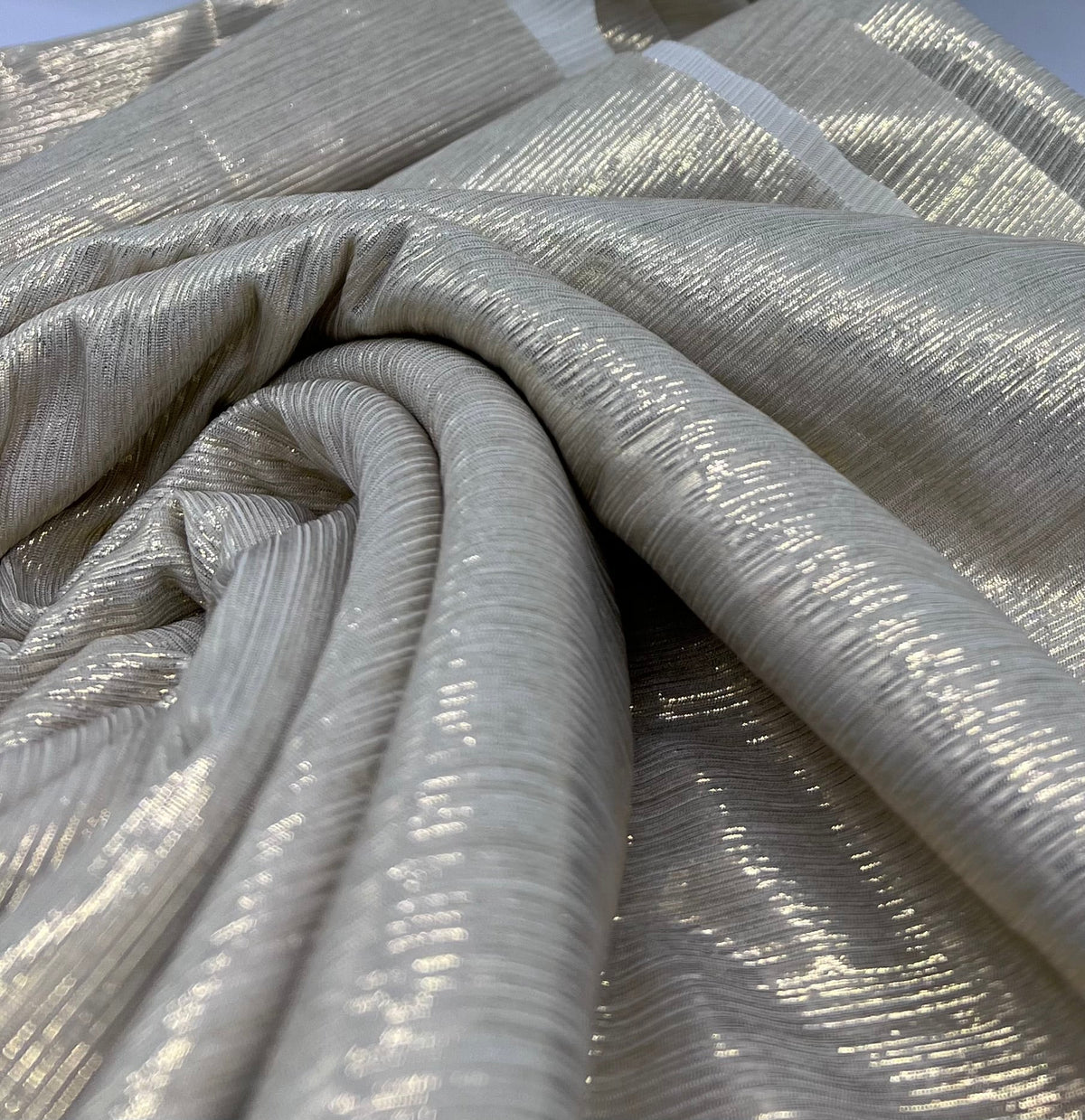 Gold Shiny Metallic Foil Rib Fabric