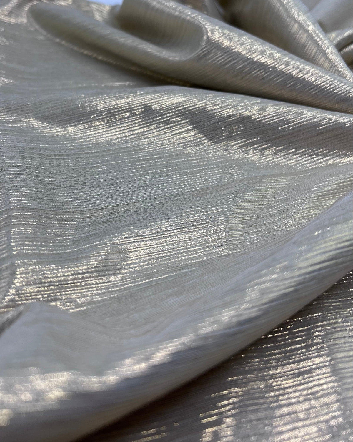 Gold Shiny Metallic Foil Rib Fabric