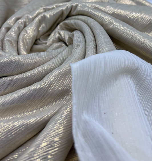 Gold Shiny Metallic Foil Rib Fabric