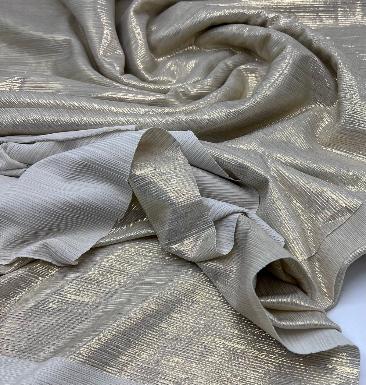 Gold Shiny Metallic Foil Rib Fabric