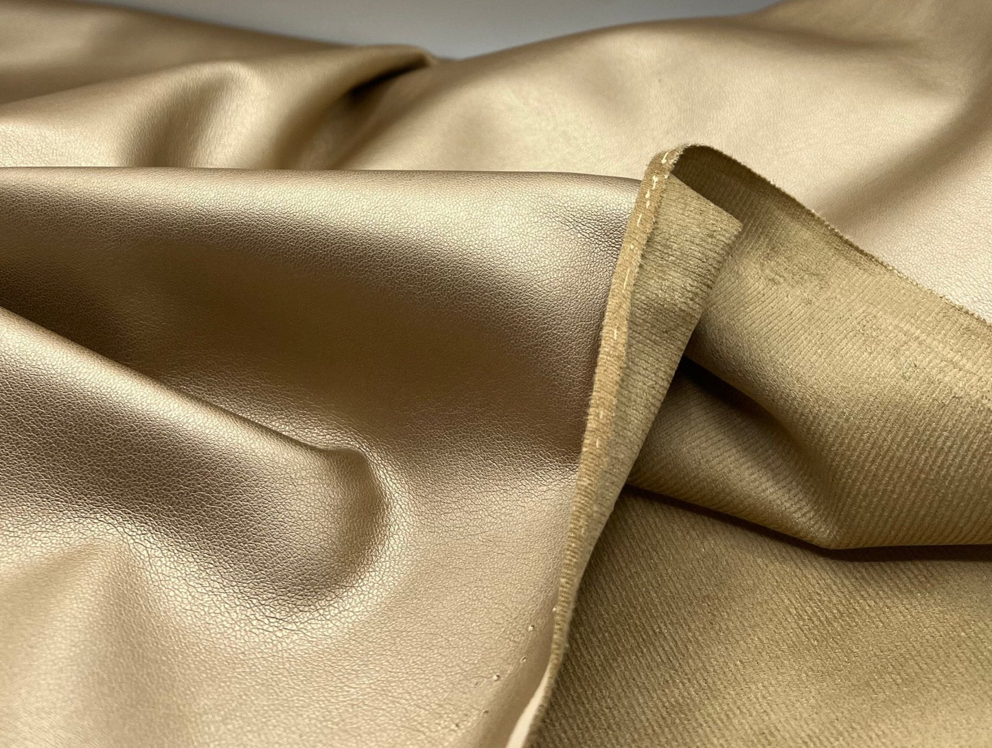 Gold Textured Faux Leather Leatherette Stretch Fabric