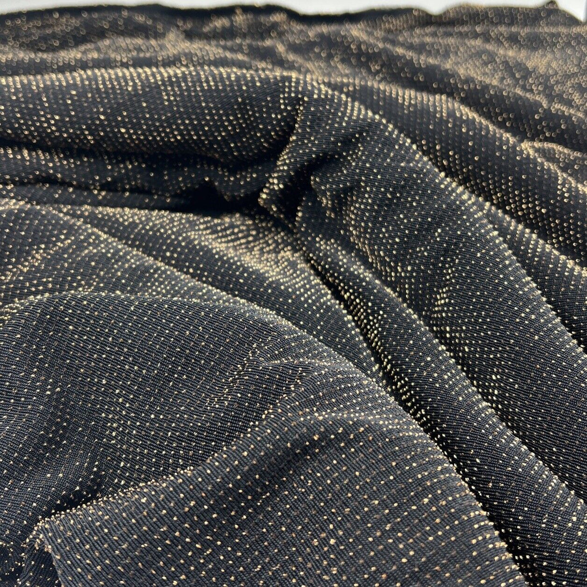 Gold Thread Detail Lurex Sparkle Metallic Stretch Knit Fabric