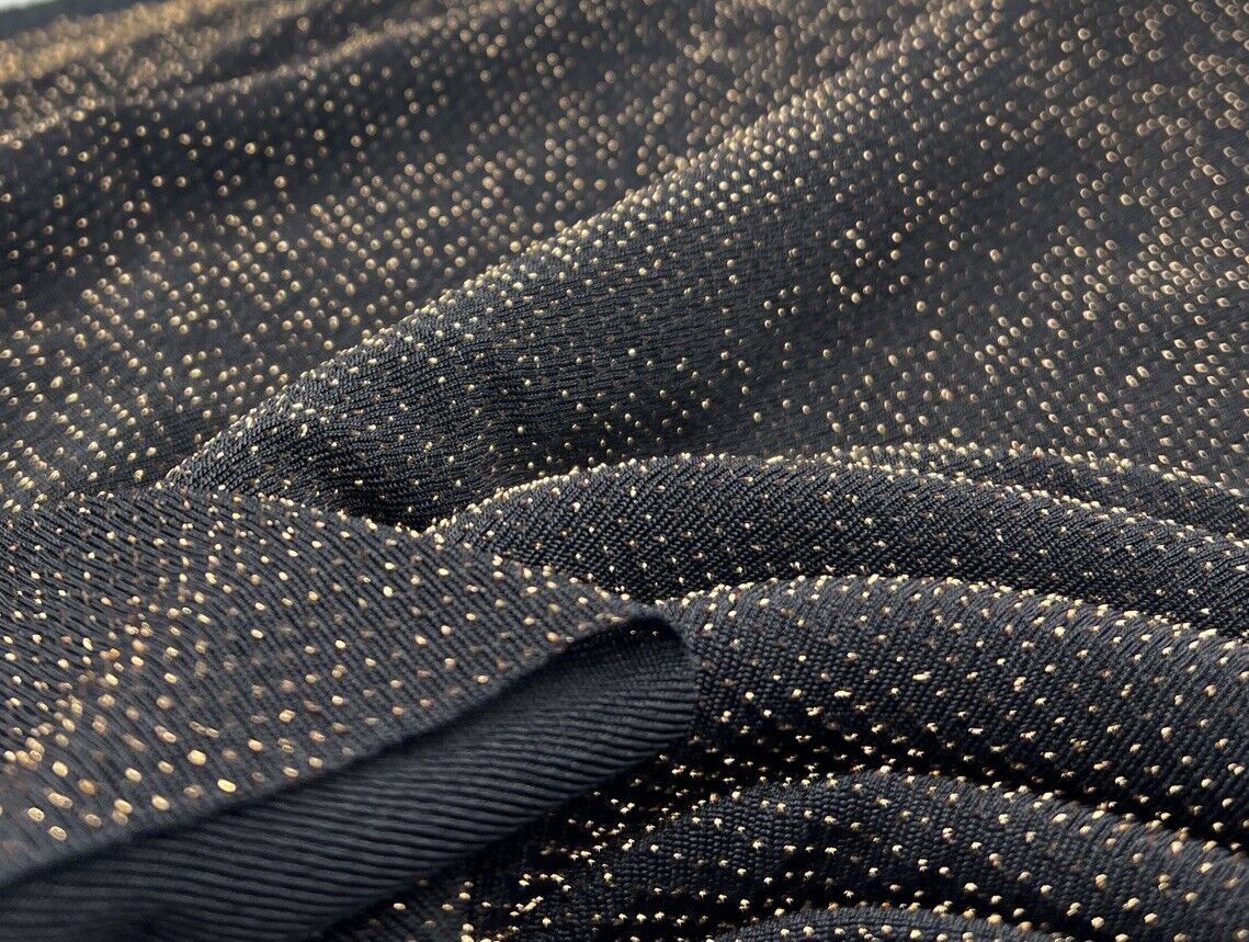 Gold Thread Detail Lurex Sparkle Metallic Stretch Knit Fabric