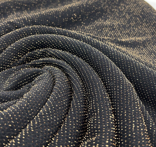 Gold Thread Detail Lurex Sparkle Metallic Stretch Knit Fabric