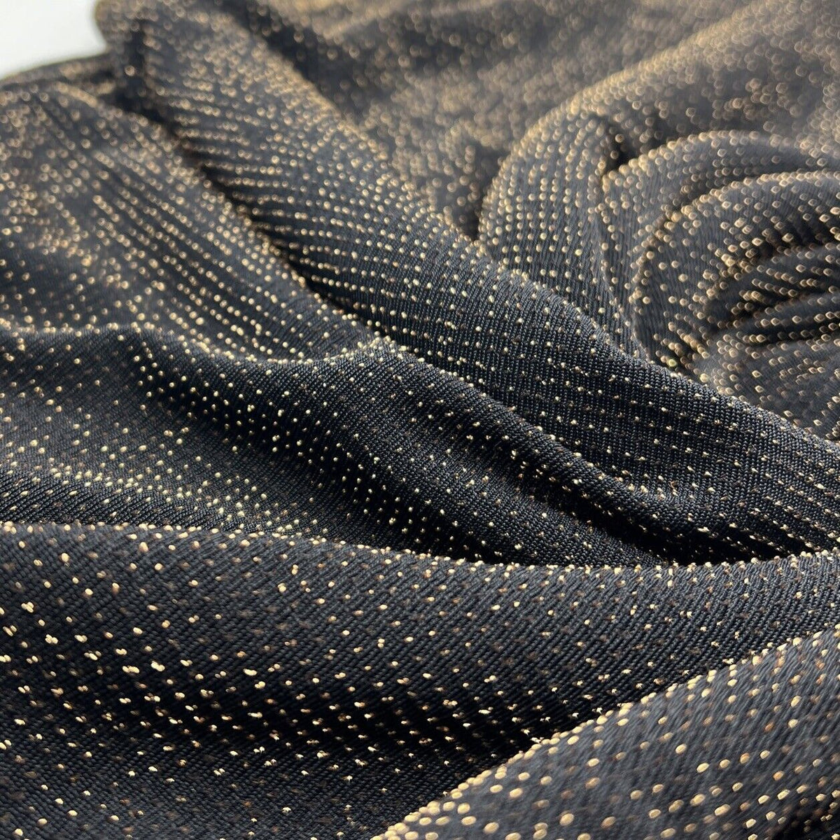 Gold Thread Detail Lurex Sparkle Metallic Stretch Knit Fabric