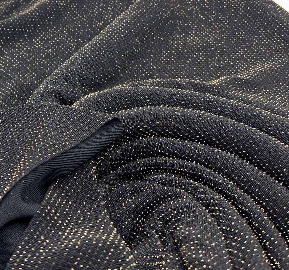 Gold Thread Detail Lurex Sparkle Metallic Stretch Knit Fabric