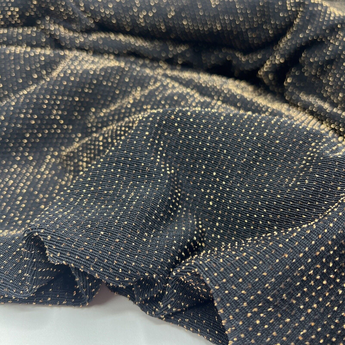 Gold Thread Detail Lurex Sparkle Metallic Stretch Knit Fabric