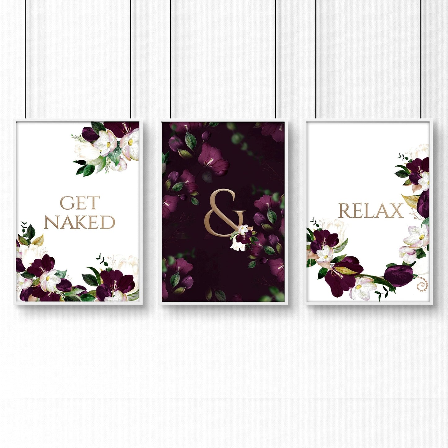 Classy bathroom wall art | set of 3 framed bathroom prints