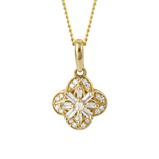 Elements Gold Flower Pendant with Diamond