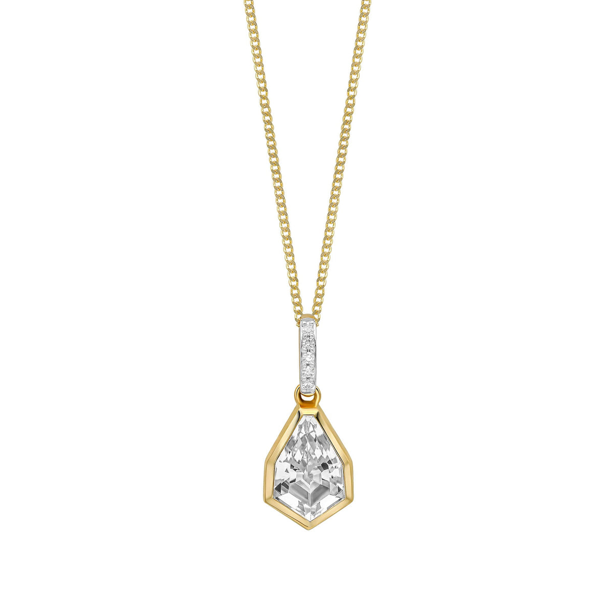 Elements Gold Shield Cut Topaz Pendant