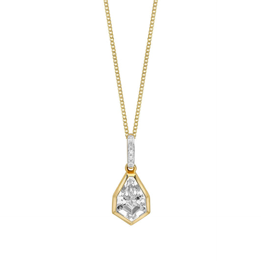 Elements Gold Shield Cut Topaz Pendant