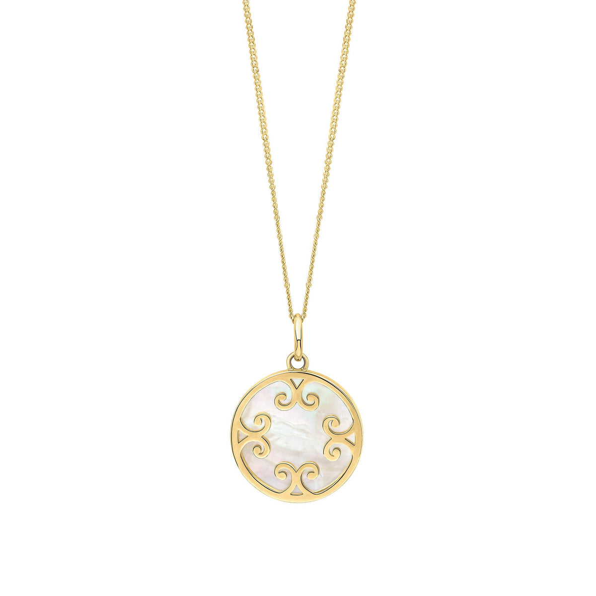 Elements Gold Mother Of Pearl Inlay Swirl Pendant