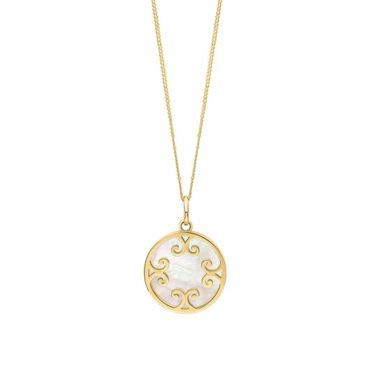 Elements Gold Mother Of Pearl Inlay Swirl Pendant