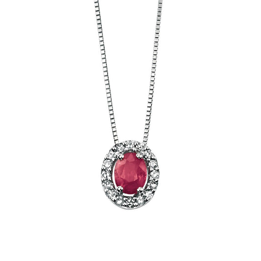 Elements Gold Precious Stone Pendant with Diamond Cluster Surround