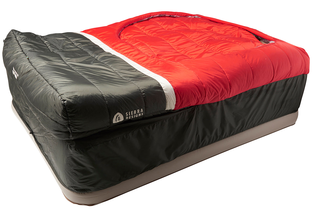 Sierra Designs Frontcountry Bed 20°F (-7°C) Synthetic 2-Person Sleeping Bag - Queen - Red/Grey