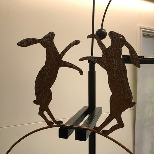 PoppyForge Boxing Hares Wind Rocker Double - on a stand