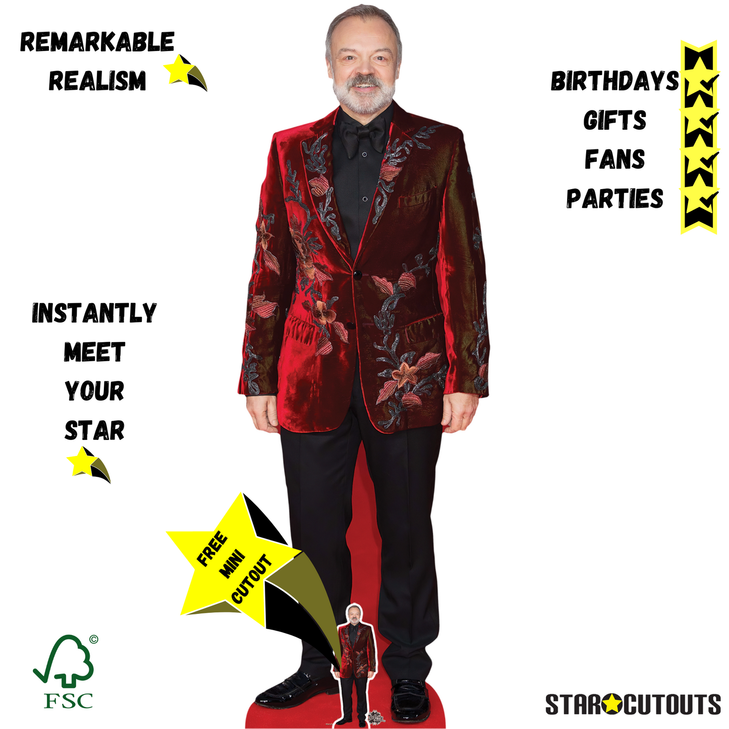 CS1094 Graham Norton Height 174cm Lifesize Cardboard Cut Out With Mini