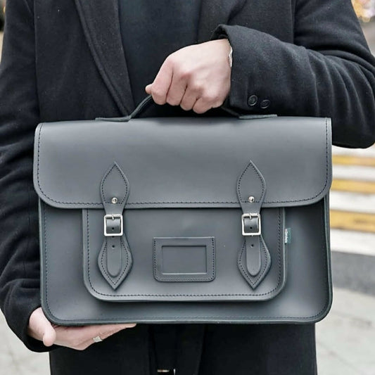 Handmade Leather Satchel - Graphite