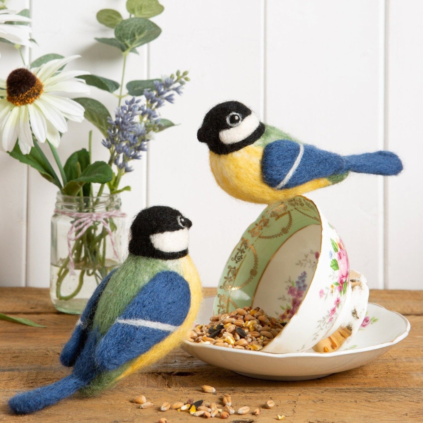 Great Tits Bird Needle Felting Kit for Beginners