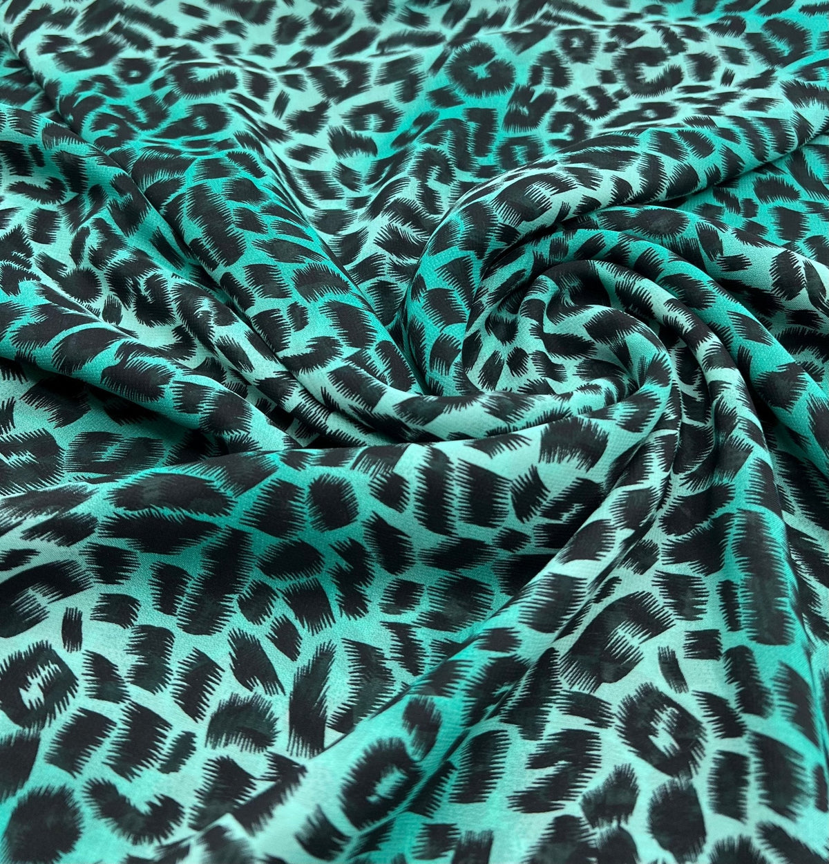 Green Animal Print Non Stretch Chiffon Sheer Dress Bridal Fabric
