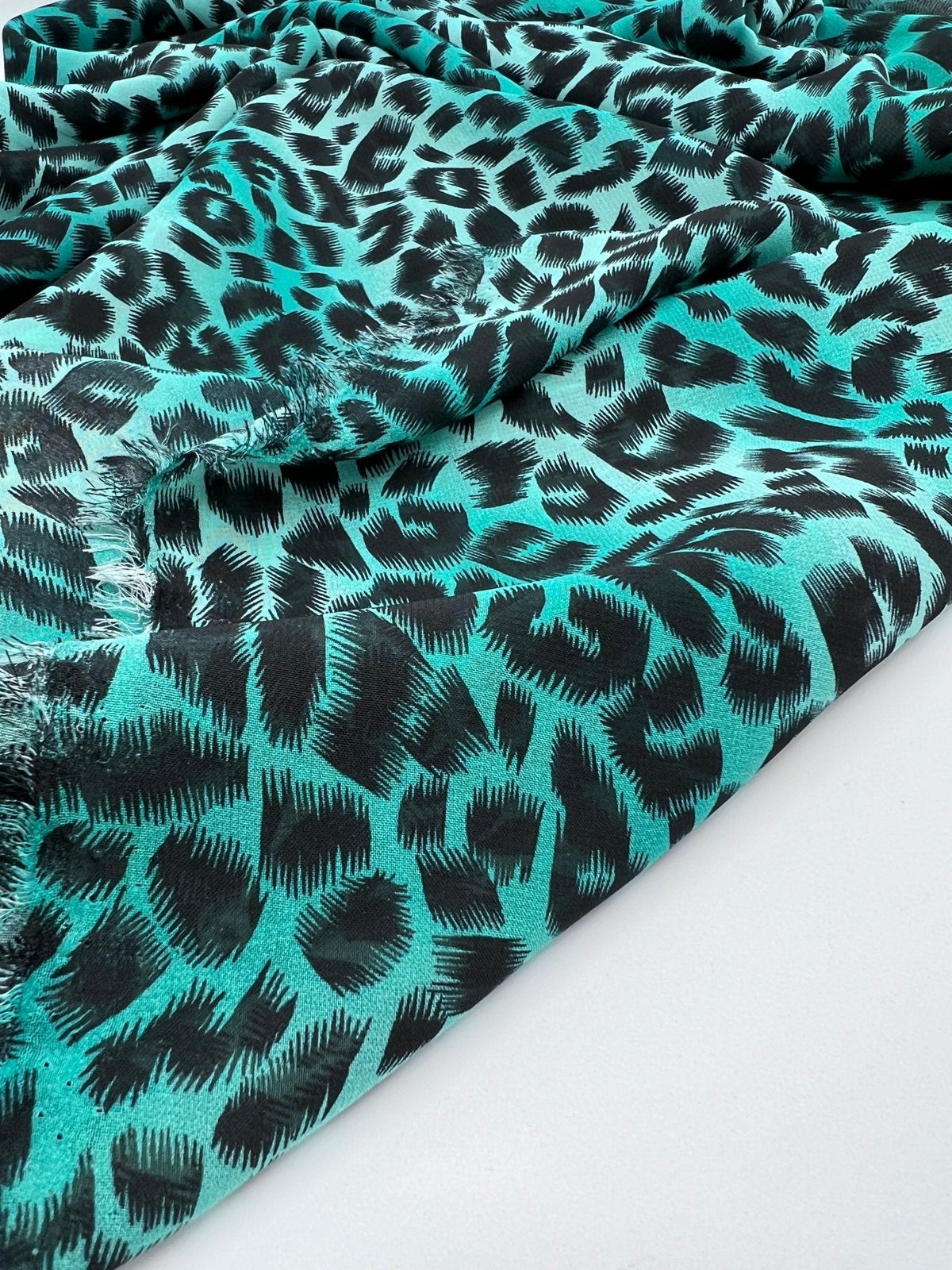 Green Animal Print Non Stretch Chiffon Sheer Dress Bridal Fabric