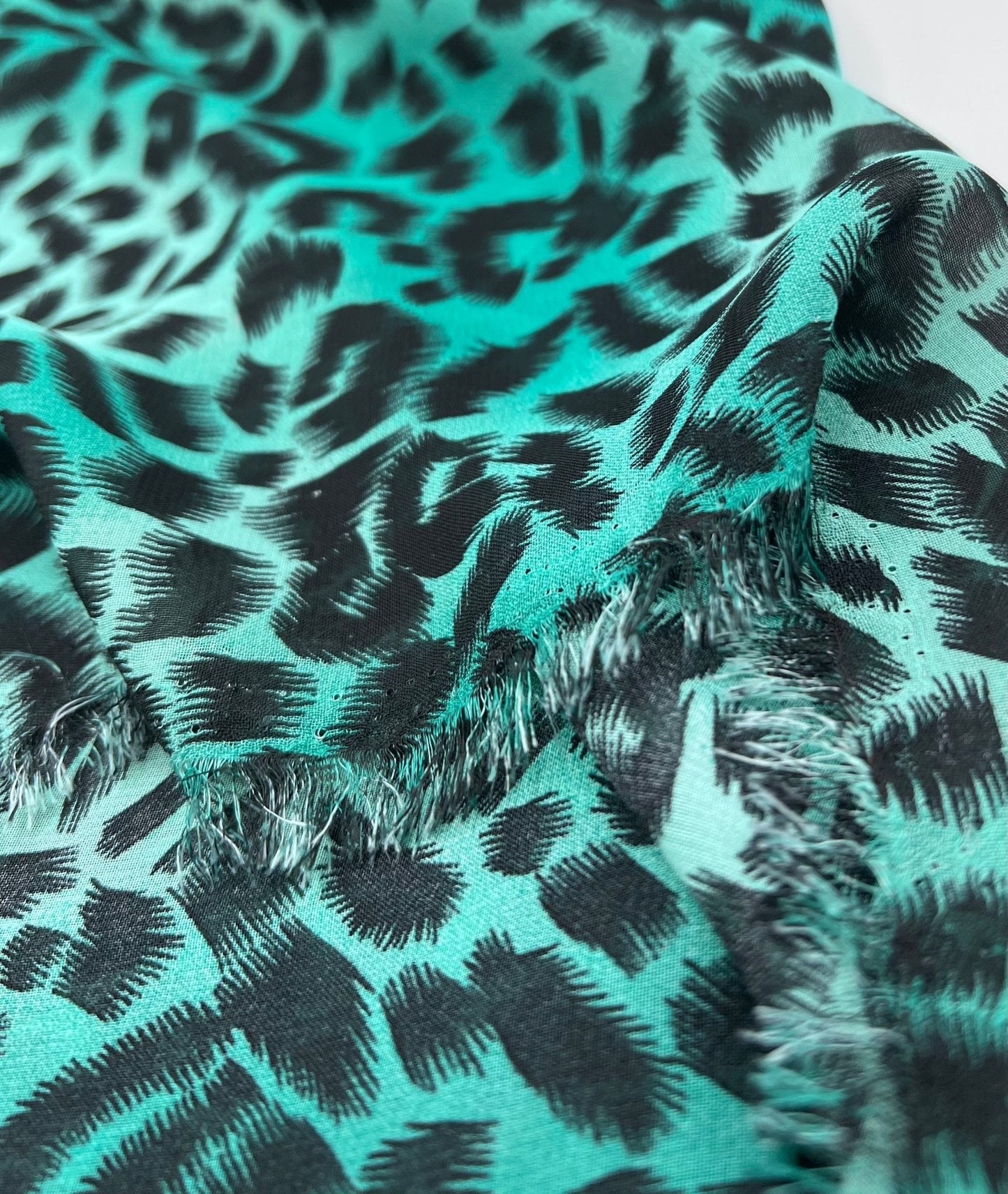 Green Animal Print Non Stretch Chiffon Sheer Dress Bridal Fabric