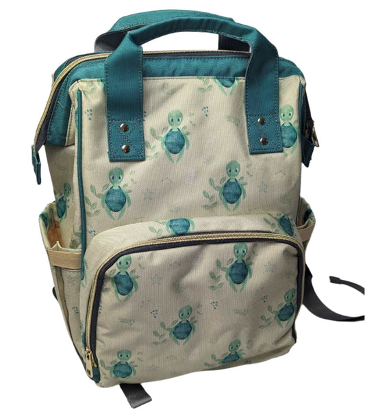 Green Baby Changing Backpack Bag - Turtle Recall