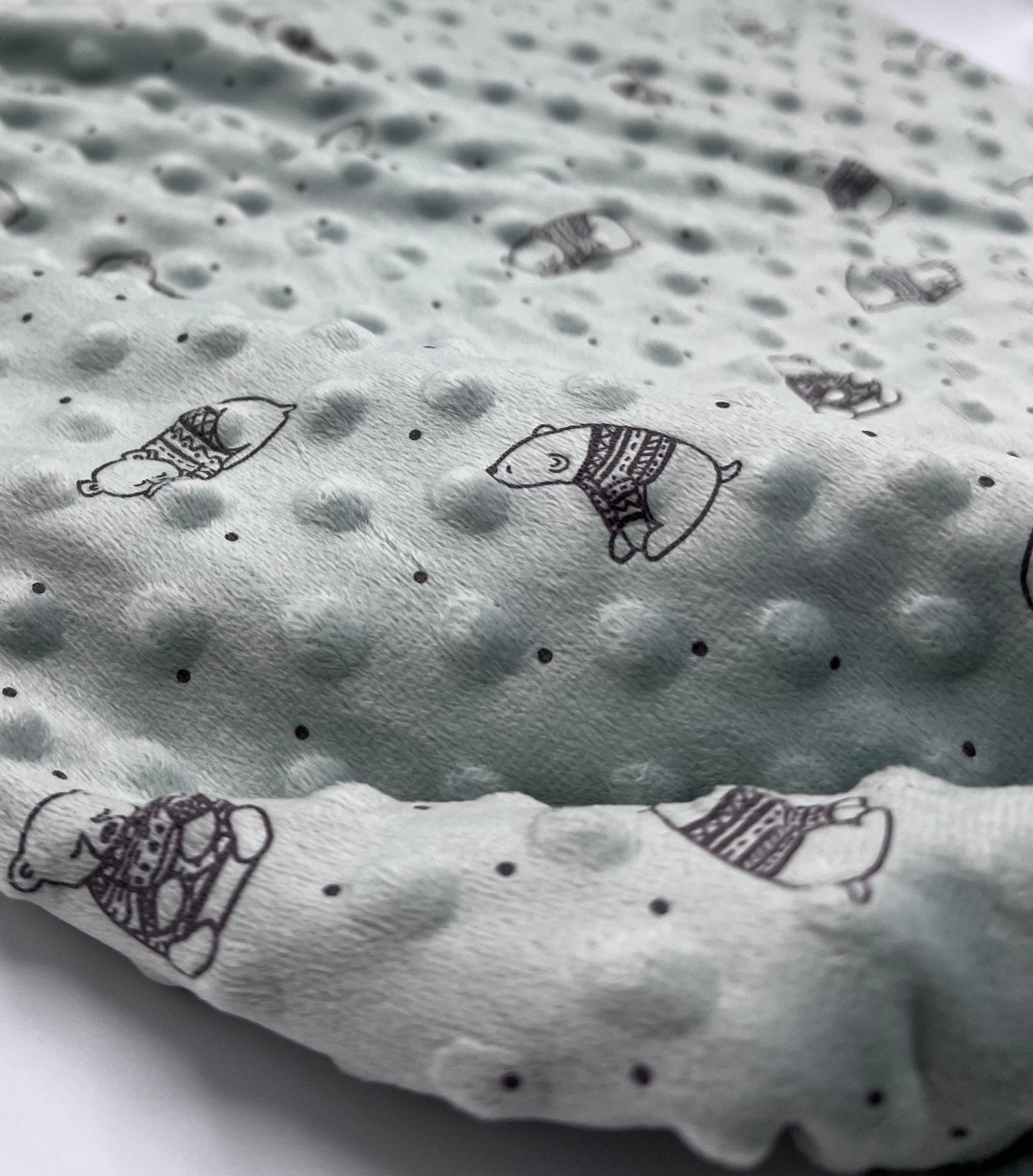 Green Bear Luxury Dimple Fleece Fabric Blanket Loungewear