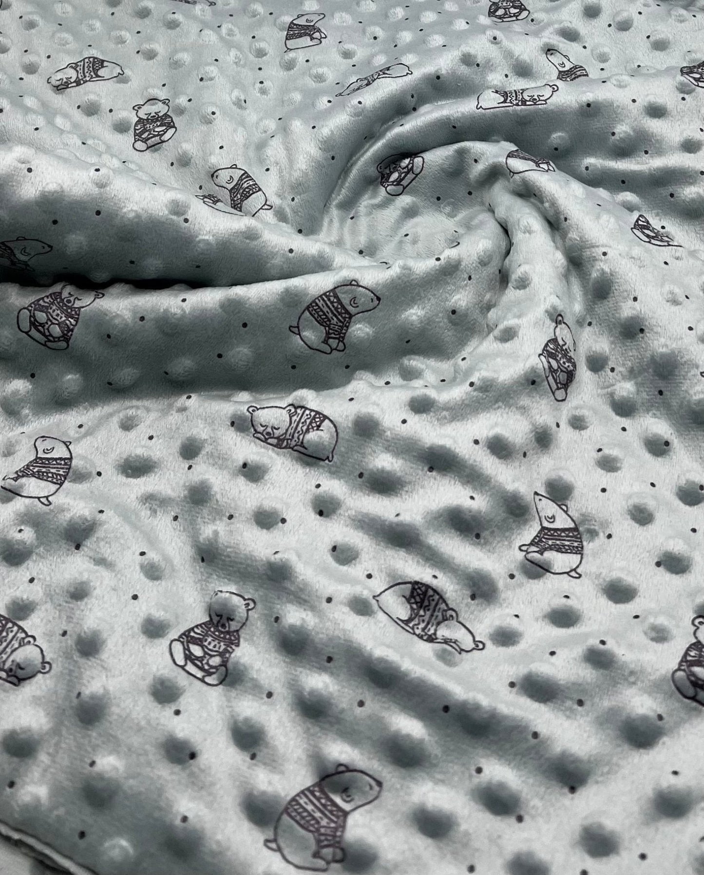 Green Bear Luxury Dimple Fleece Fabric Blanket Loungewear