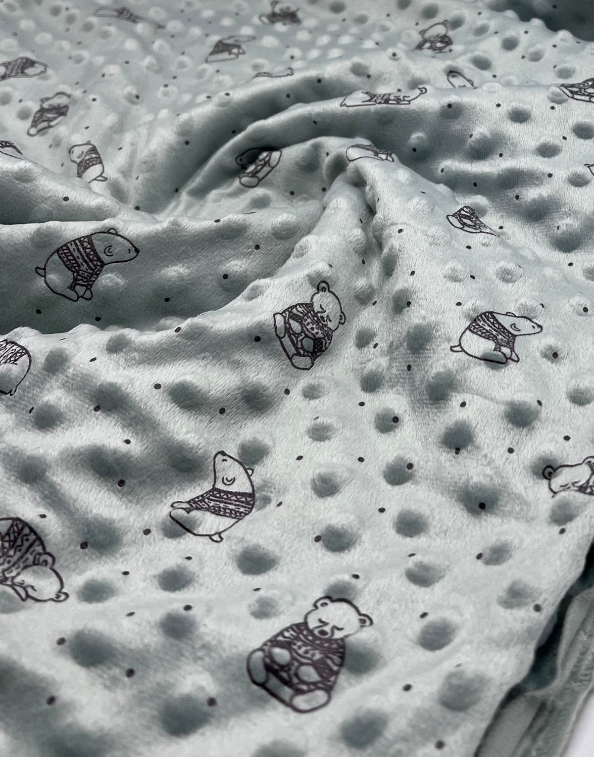 Green Bear Luxury Dimple Fleece Fabric Blanket Loungewear
