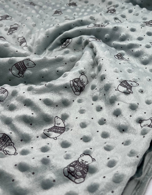 Green Bear Luxury Dimple Fleece Fabric Blanket Loungewear