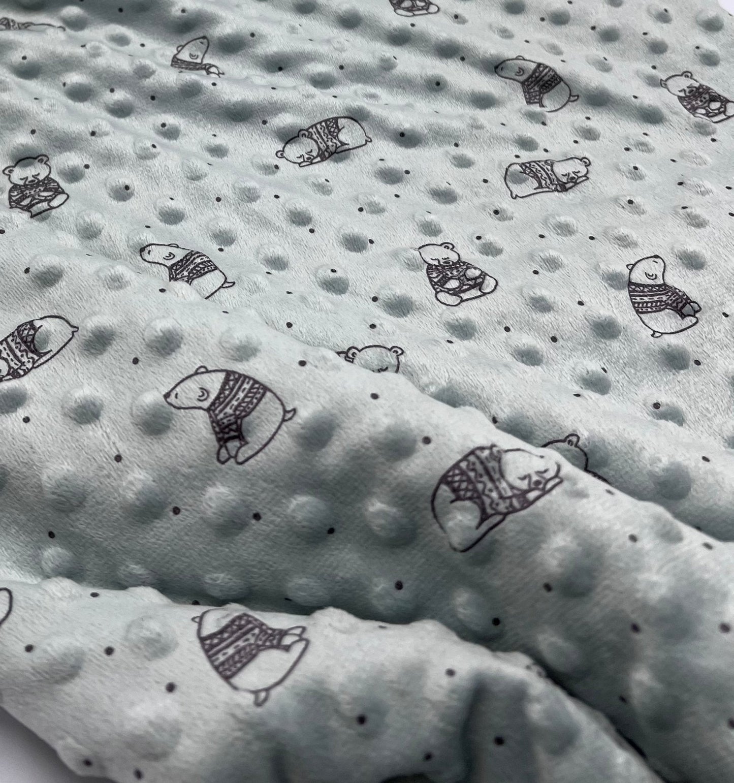 Green Bear Luxury Dimple Fleece Fabric Blanket Loungewear