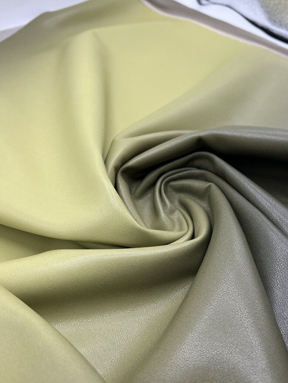 Green Black Faux Leather Leatherette Stretch Fabric