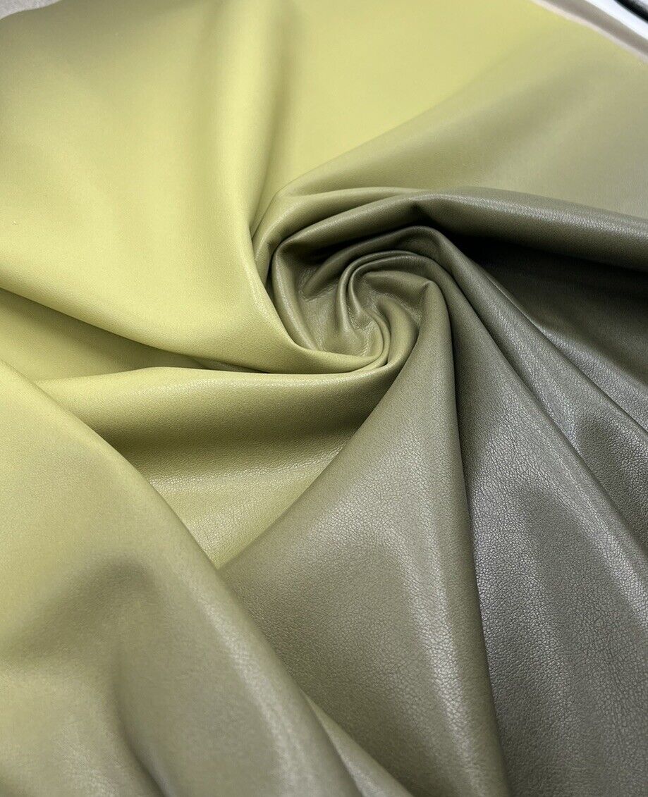 Green Black Faux Leather Leatherette Stretch Fabric