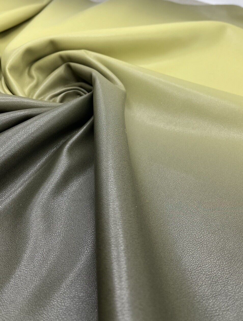 Green Black Faux Leather Leatherette Stretch Fabric