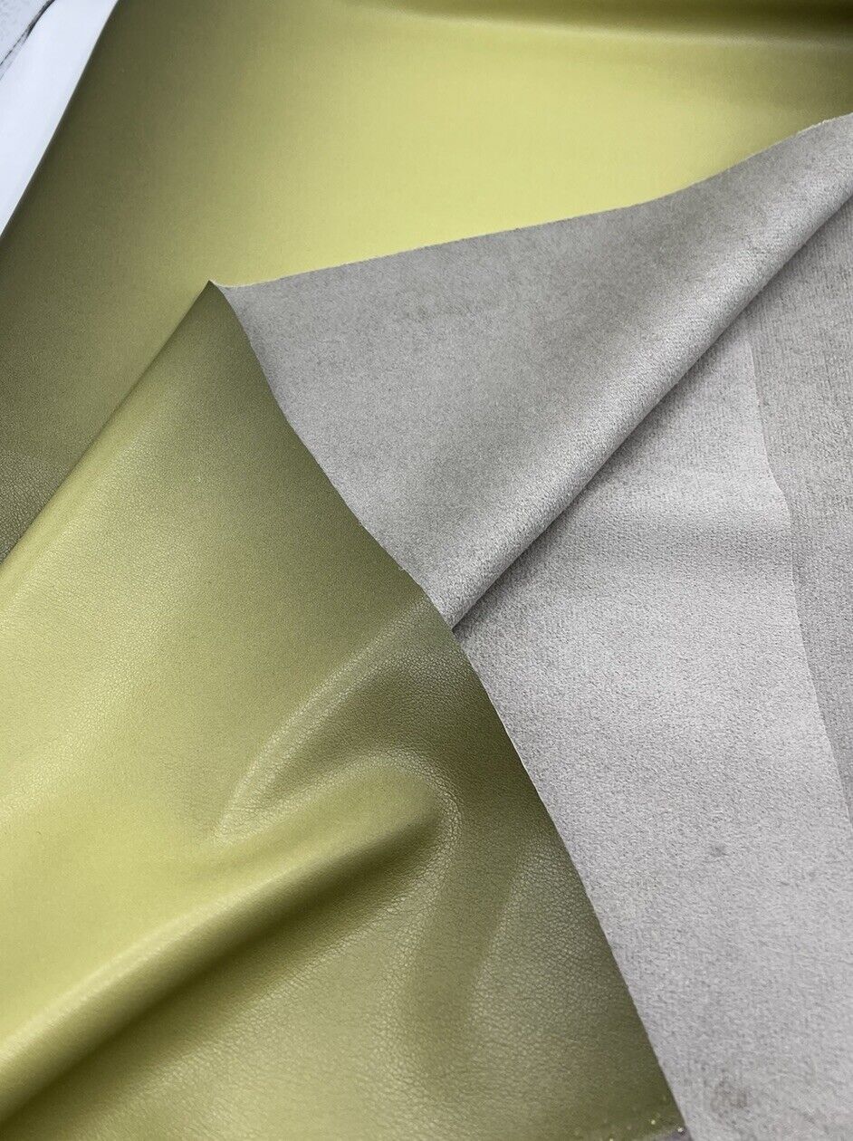 Green Black Faux Leather Leatherette Stretch Fabric