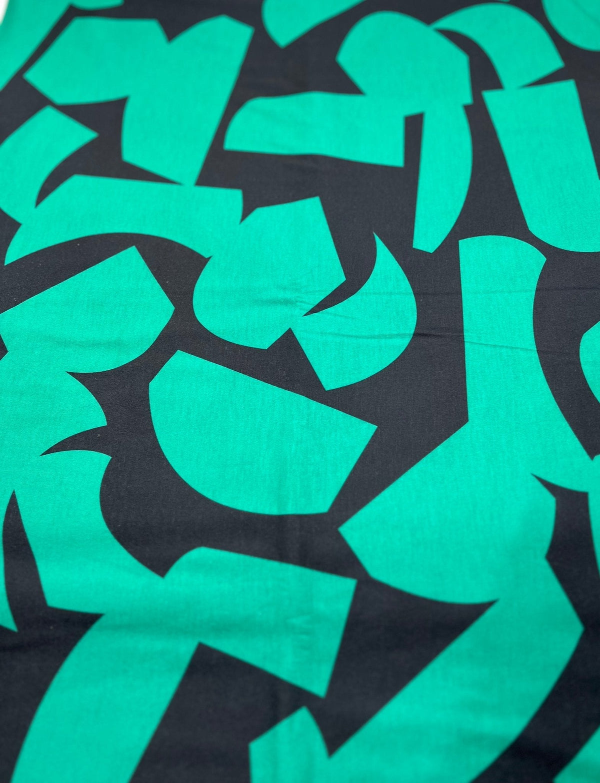Green Black Spun Poly Stretch Fabric
