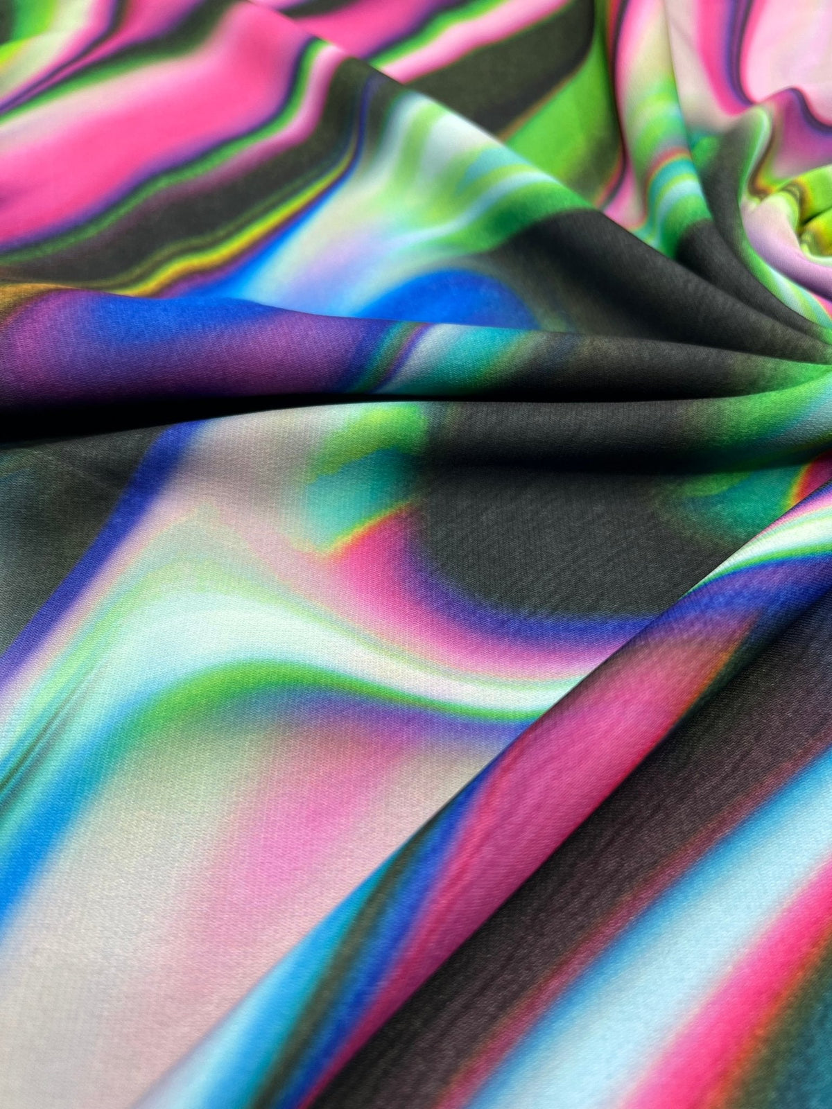 Green Blue Purple Mix Print ITY Fabric 4 Way Stretch