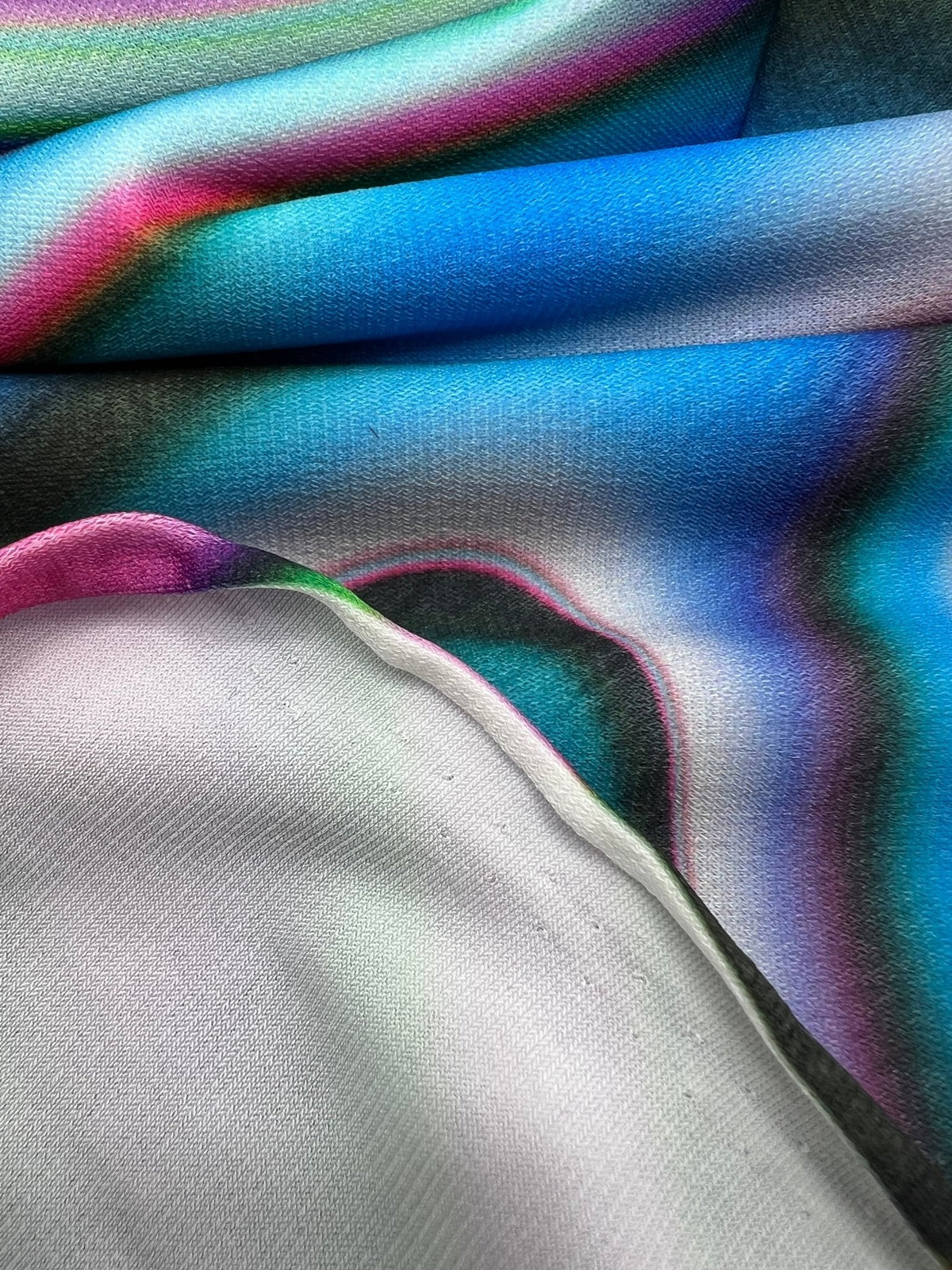 Green Blue Purple Mix Print ITY Fabric 4 Way Stretch