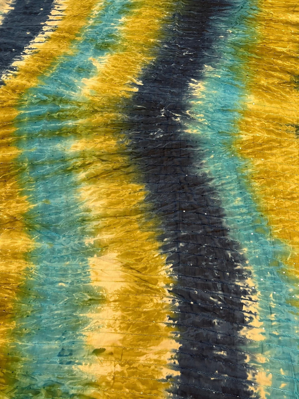 Green Blue Sequin Lightweight Non Stretch Woven Fabric