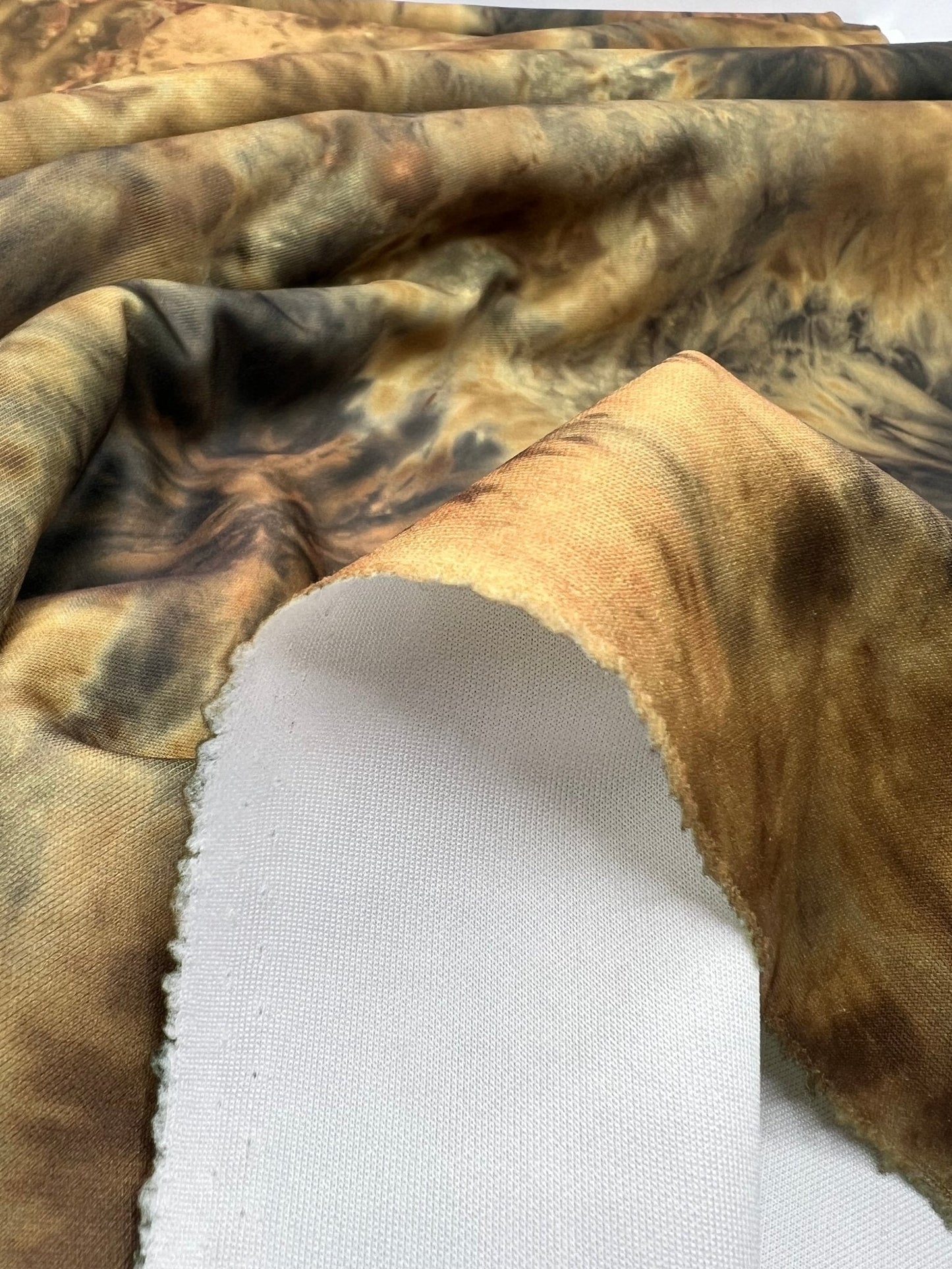 Green Brown Mix Plain Scuba Fabric
