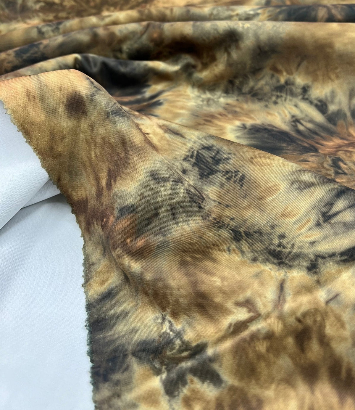 Green Brown Mix Plain Scuba Fabric