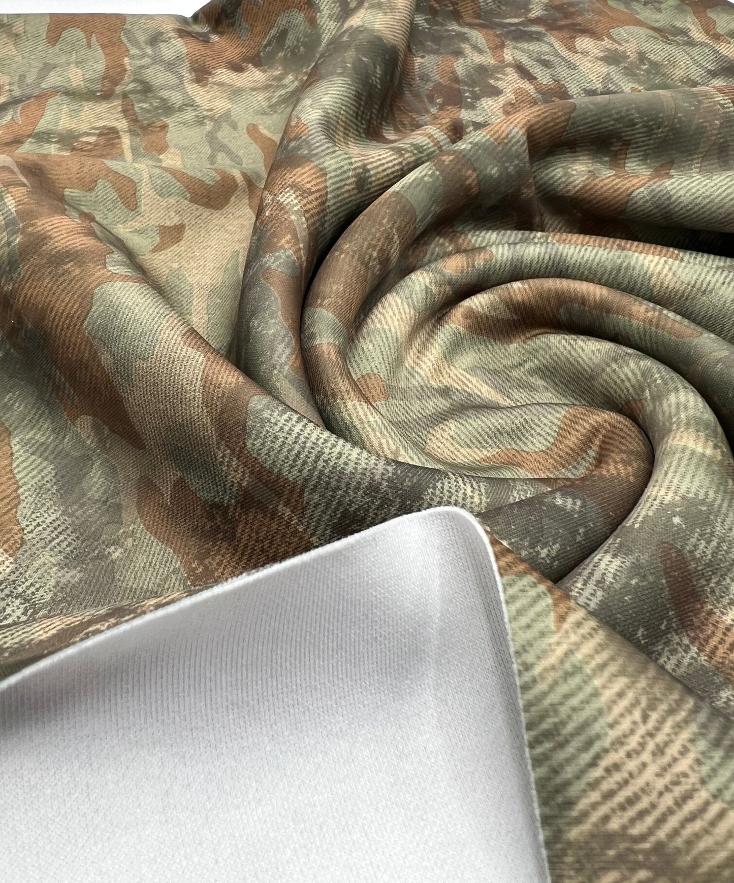 Green Camo Printed Plain Scuba 4 Way Stretch Jersey Fabric