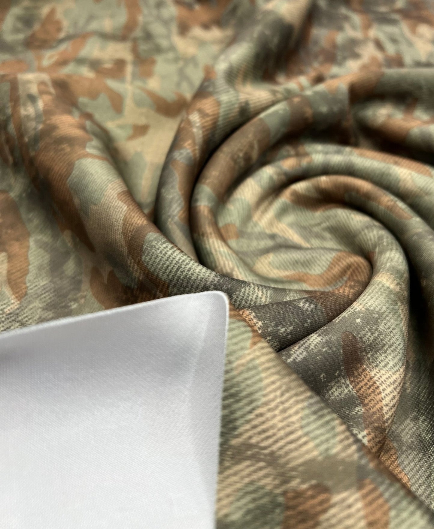 Green Camo Printed Plain Scuba 4 Way Stretch Jersey Fabric